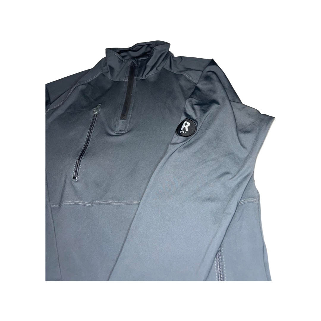 Quarter zip midlayer with Rgolf badge on sleeve